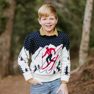 Polo by Ralph Lauren Boy's Red and Cream Skier Sweater MED 10-12